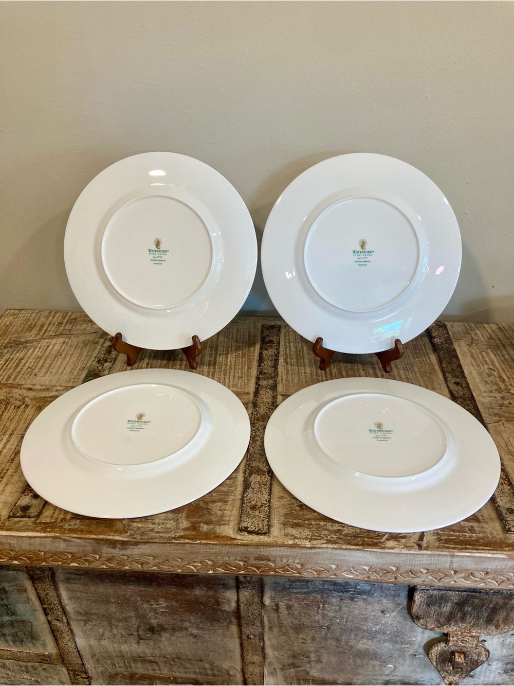 4 Dinner Plates Waterford Fine China Holiday Ribbons Christmas Plates - Picture 4 of 14